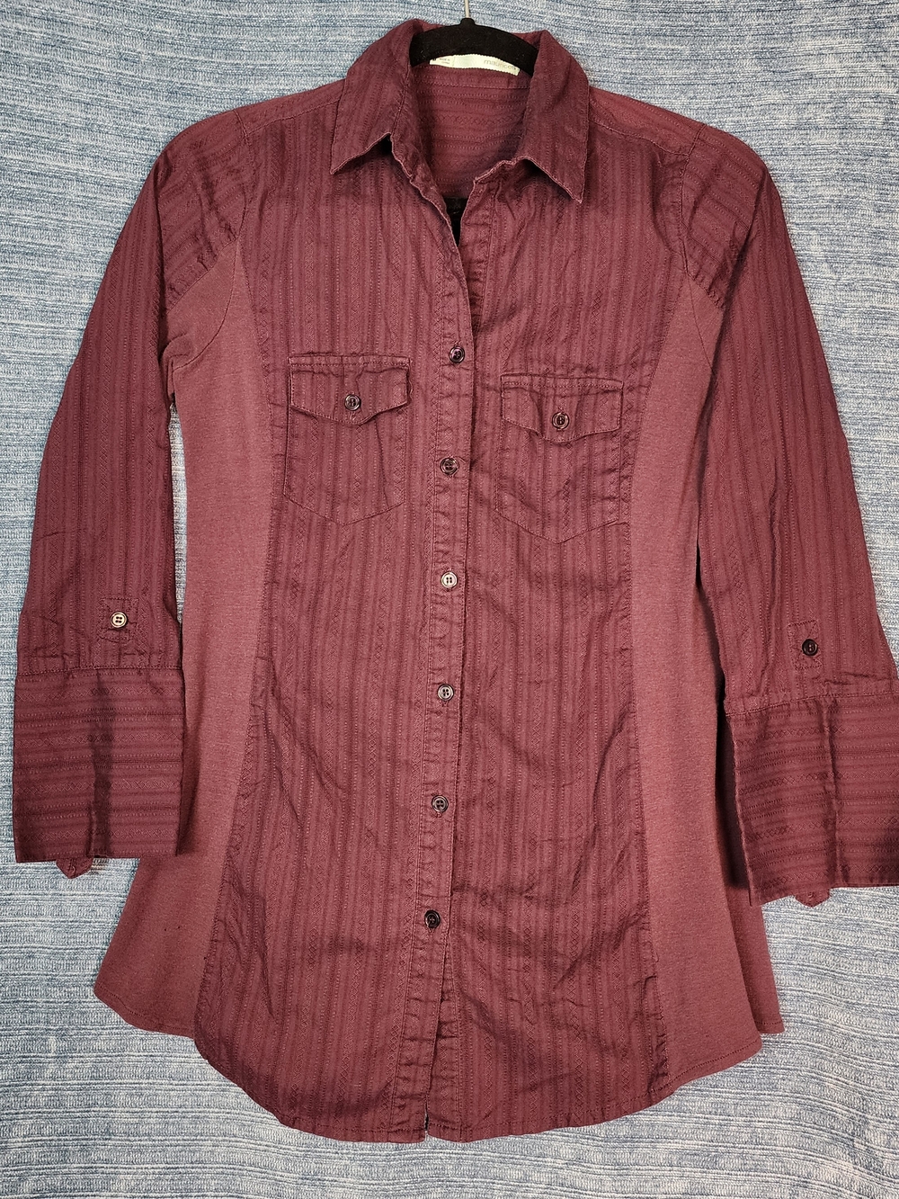 Maurices Women's Long-Sleeve Button-Down Shirt in Deep Purple
